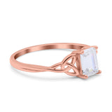 Engagement Ring Emerald Cut Simulated Cubic Zirconia Solid 925 Sterling Silver