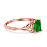 Engagement Ring Emerald Cut Simulated Cubic Zirconia Solid 925 Sterling Silver