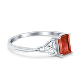 Engagement Ring Emerald Cut Simulated Cubic Zirconia Solid 925 Sterling Silver