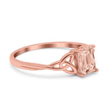 Engagement Ring Emerald Cut Simulated Cubic Zirconia Solid 925 Sterling Silver