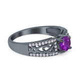 Split Celtic Engagement Ring Round Simulated Cubic Zirconia 925 Sterling Silver