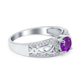 Split Celtic Engagement Ring Round Simulated Cubic Zirconia 925 Sterling Silver