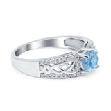 Split Celtic Engagement Ring Round Simulated Cubic Zirconia 925 Sterling Silver