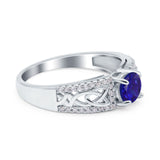 Split Celtic Engagement Ring Round Simulated Cubic Zirconia 925 Sterling Silver