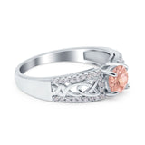 Split Celtic Engagement Ring Round Simulated Cubic Zirconia 925 Sterling Silver