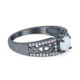 Split Celtic Engagement Ring Round Simulated Cubic Zirconia 925 Sterling Silver