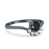 Art Deco V Chevron Engagement Ring Round Simulated Cubic Zirconia 925 Sterling Silver