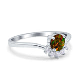 Art Deco V Chevron Engagement Ring Round Simulated Cubic Zirconia 925 Sterling Silver