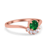 Art Deco V Chevron Engagement Ring Round Simulated Cubic Zirconia 925 Sterling Silver