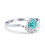 Art Deco V Chevron Engagement Ring Round Simulated Cubic Zirconia 925 Sterling Silver