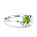 Art Deco V Chevron Engagement Ring Round Simulated Cubic Zirconia 925 Sterling Silver