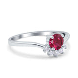 Art Deco V Chevron Engagement Ring Round Simulated Cubic Zirconia 925 Sterling Silver