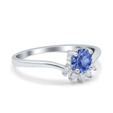 Art Deco V Chevron Engagement Ring Round Simulated Cubic Zirconia 925 Sterling Silver