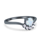 Art Deco V Chevron Engagement Ring Round Simulated Cubic Zirconia 925 Sterling Silver