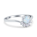 Art Deco V Chevron Engagement Ring Round Simulated Cubic Zirconia 925 Sterling Silver