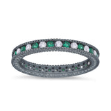 Art Deco Full Eternity Stackable Wedding Ring Simulated CZ 925 Sterling Silver