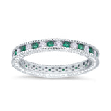 Art Deco Full Eternity Stackable Wedding Ring Simulated CZ 925 Sterling Silver