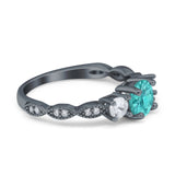 Art Deco Vintage Engagement Ring Round Simulated Cubic Zirconia 925 Sterling Silver