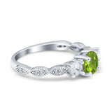 Art Deco Vintage Engagement Ring Round Simulated Cubic Zirconia 925 Sterling Silver