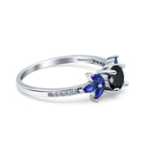 Marquise Wedding Ring Blue Sapphire Simulated Cubic Zirconia 925 Sterling Silver