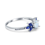 Marquise Wedding Ring Blue Sapphire Simulated Cubic Zirconia 925 Sterling Silver