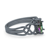 Art Deco Crisscross Wedding Ring Marquise Simulated Cubic Zirconia 925 Sterling Silver