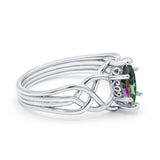 Art Deco Crisscross Wedding Ring Marquise Simulated Cubic Zirconia 925 Sterling Silver