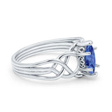 Art Deco Crisscross Wedding Ring Marquise Simulated Cubic Zirconia 925 Sterling Silver