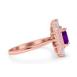 Emerald Cut Vintage Wedding Ring Simulated Cubic Zirconia 925 Sterling Silver