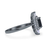 Emerald Cut Vintage Wedding Ring Simulated Cubic Zirconia 925 Sterling Silver