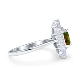 Emerald Cut Vintage Wedding Ring Simulated Cubic Zirconia 925 Sterling Silver