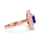 Emerald Cut Vintage Wedding Ring Simulated Cubic Zirconia 925 Sterling Silver