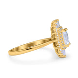 Emerald Cut Vintage Wedding Ring Simulated Cubic Zirconia 925 Sterling Silver