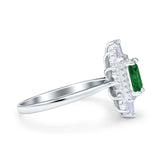 Emerald Cut Vintage Wedding Ring Simulated Cubic Zirconia 925 Sterling Silver