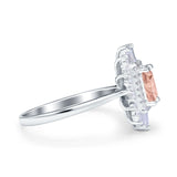 Emerald Cut Vintage Wedding Ring Simulated Cubic Zirconia 925 Sterling Silver