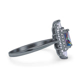 Emerald Cut Vintage Wedding Ring Simulated Cubic Zirconia 925 Sterling Silver