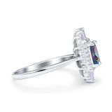 Emerald Cut Vintage Wedding Ring Simulated Cubic Zirconia 925 Sterling Silver