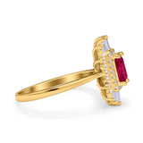 Emerald Cut Vintage Wedding Ring Simulated Cubic Zirconia 925 Sterling Silver