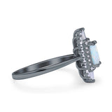 Emerald Cut Vintage Wedding Ring Simulated Cubic Zirconia 925 Sterling Silver
