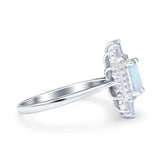 Emerald Cut Vintage Wedding Ring Simulated Cubic Zirconia 925 Sterling Silver