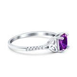 Cushion Cut Celtic Art Deco Wedding Engagement Bridal Ring Round Simulated Cubic Zirconia 925 Sterling Silver