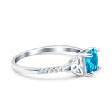 Cushion Cut Celtic Art Deco Wedding Engagement Bridal Ring Round Simulated Cubic Zirconia 925 Sterling Silver
