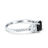 Cushion Cut Celtic Art Deco Wedding Engagement Bridal Ring Round Simulated Cubic Zirconia 925 Sterling Silver