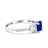 Cushion Cut Celtic Art Deco Wedding Engagement Bridal Ring Round Simulated Cubic Zirconia 925 Sterling Silver