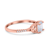 Cushion Cut Celtic Art Deco Wedding Engagement Bridal Ring Round Simulated Cubic Zirconia 925 Sterling Silver