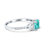 Cushion Cut Celtic Art Deco Wedding Engagement Bridal Ring Round Simulated Cubic Zirconia 925 Sterling Silver