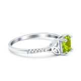 Cushion Cut Celtic Art Deco Wedding Engagement Bridal Ring Round Simulated Cubic Zirconia 925 Sterling Silver