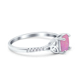 Cushion Cut Celtic Art Deco Wedding Engagement Bridal Ring Round Simulated Cubic Zirconia 925 Sterling Silver