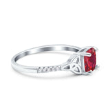 Cushion Cut Celtic Art Deco Wedding Engagement Bridal Ring Round Simulated Cubic Zirconia 925 Sterling Silver