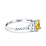 Cushion Cut Celtic Art Deco Wedding Engagement Bridal Ring Round Simulated Cubic Zirconia 925 Sterling Silver